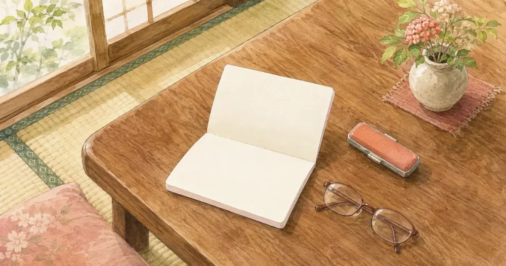 机に置かれた通帳と印鑑と老眼鏡